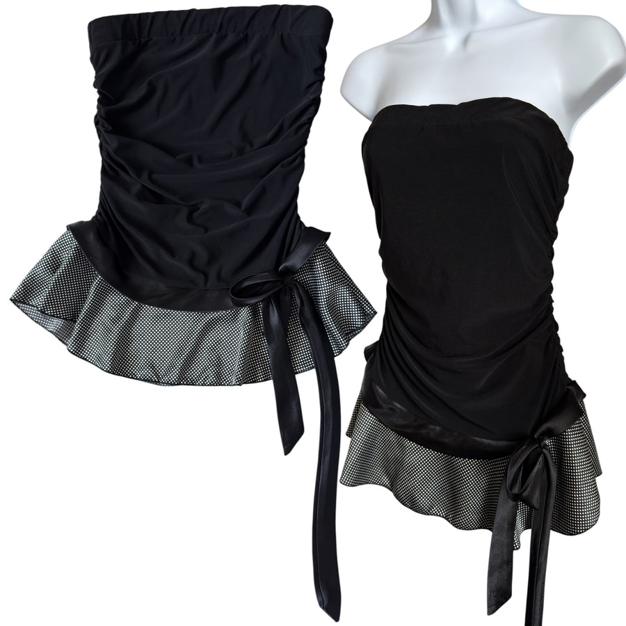 Y2K ruffle polka dot tube top (S/M)
