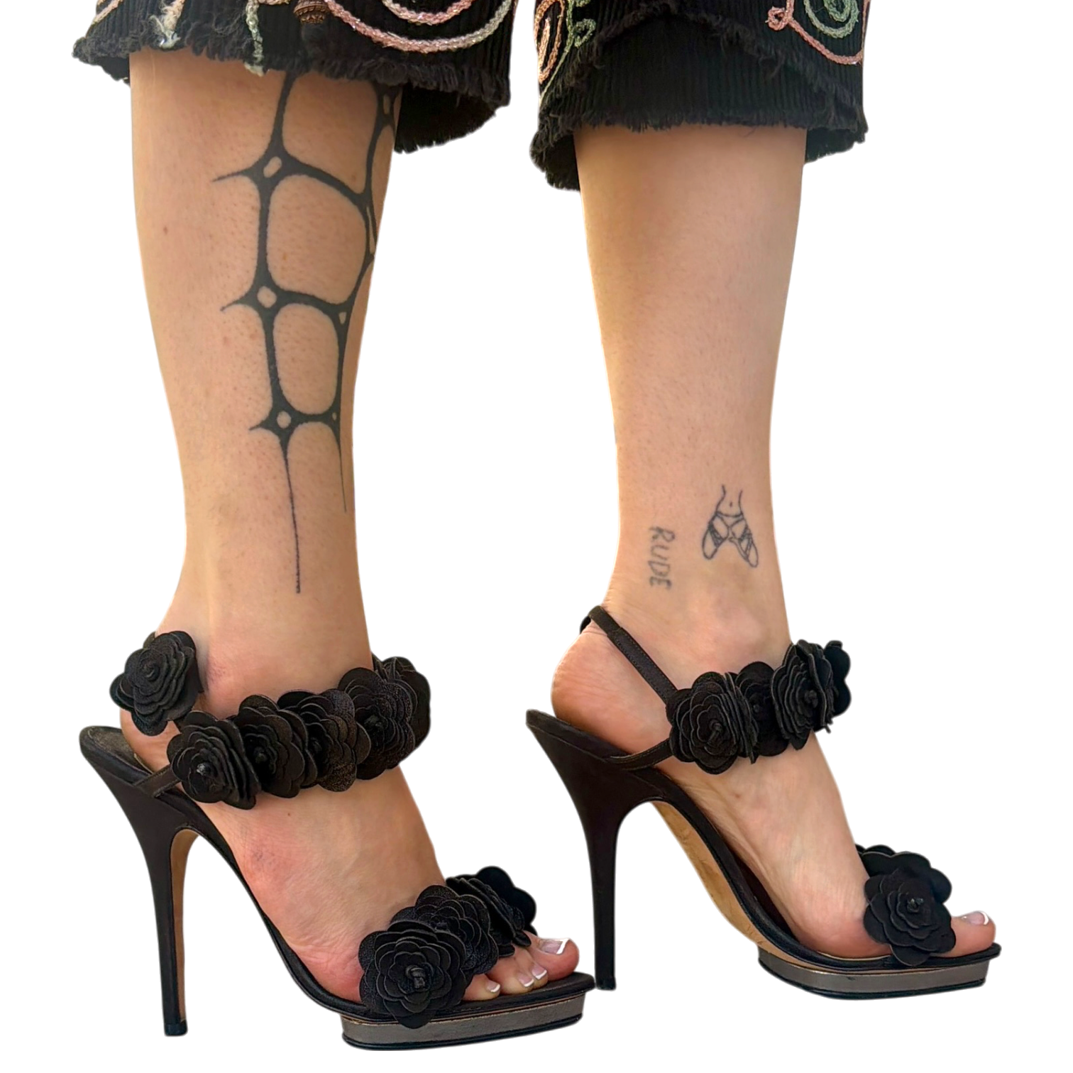 Italian Designer Leather Rosette Heels (8)