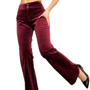 Burgundy Velvet Flare Pants (S/M)