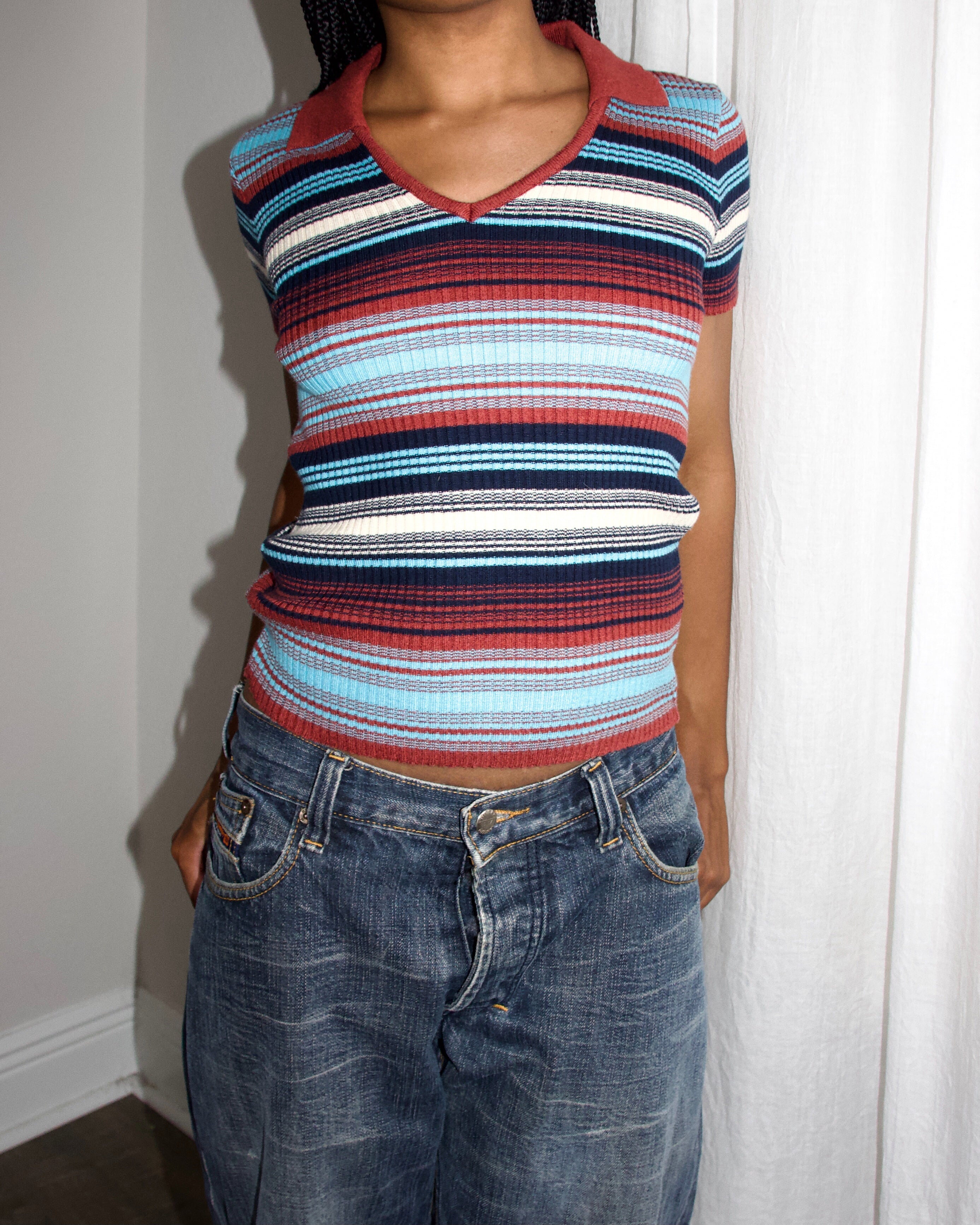 Y2K Morgan de Toi Ribbed Knit Top (S)