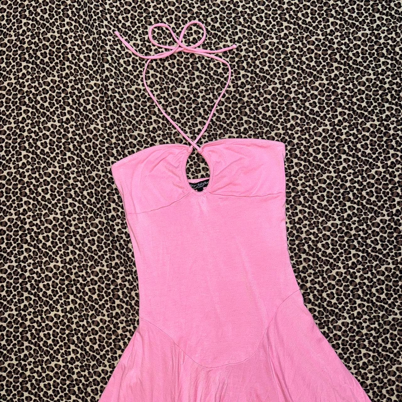 Betsey Johnson New York Vintage Pink Halter Neck Midi Dress (S)
