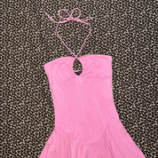 Betsey Johnson New York Vintage Pink Halter Neck Midi Dress (S)