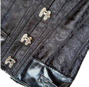 Black Corset Top With Leather Trim And Silver Hardware (S)