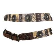 French Vintage Studded Snakeskin Leather Belt