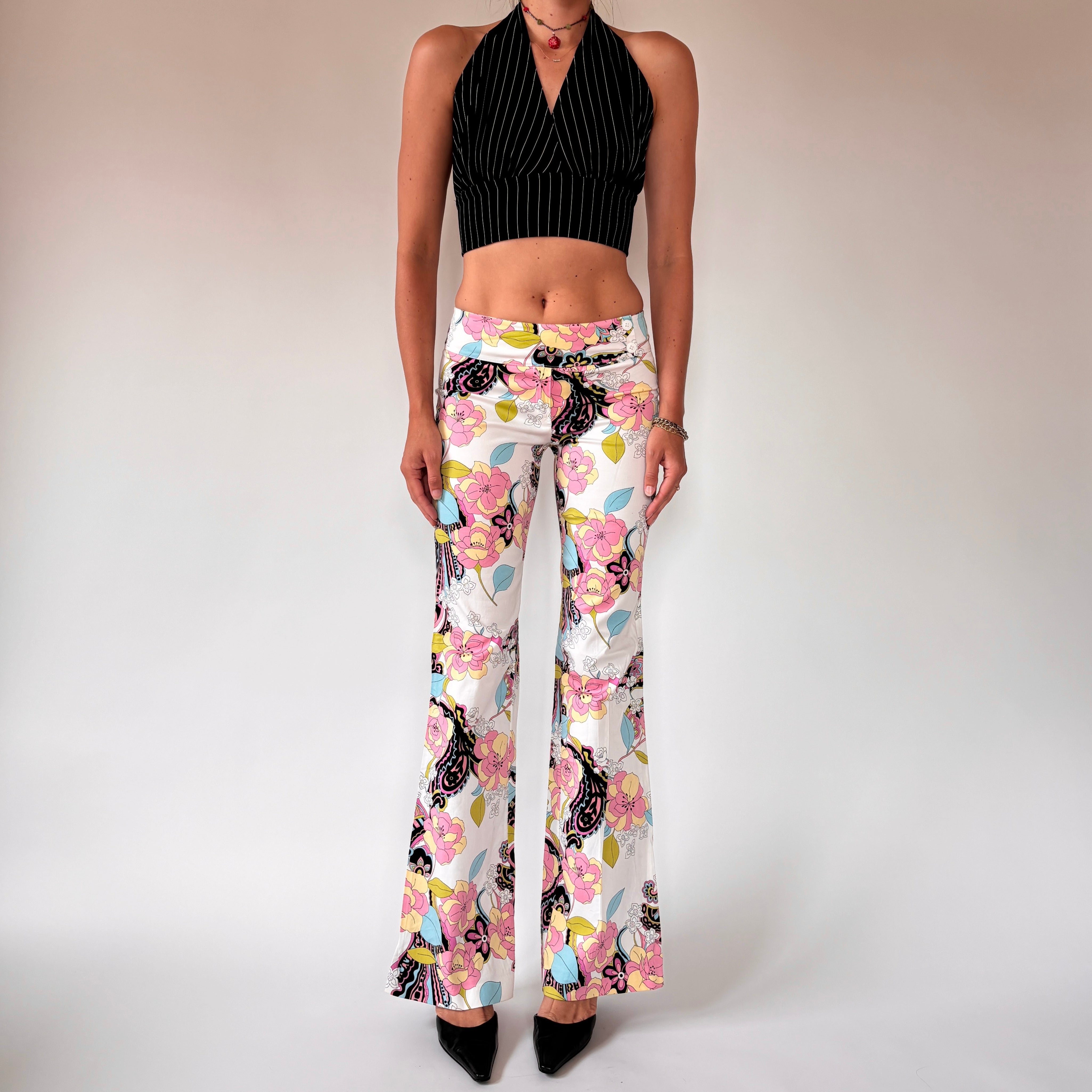 Y2K Floral Print Flares (XS)