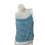 Aqua Silk Beaded Top (M)