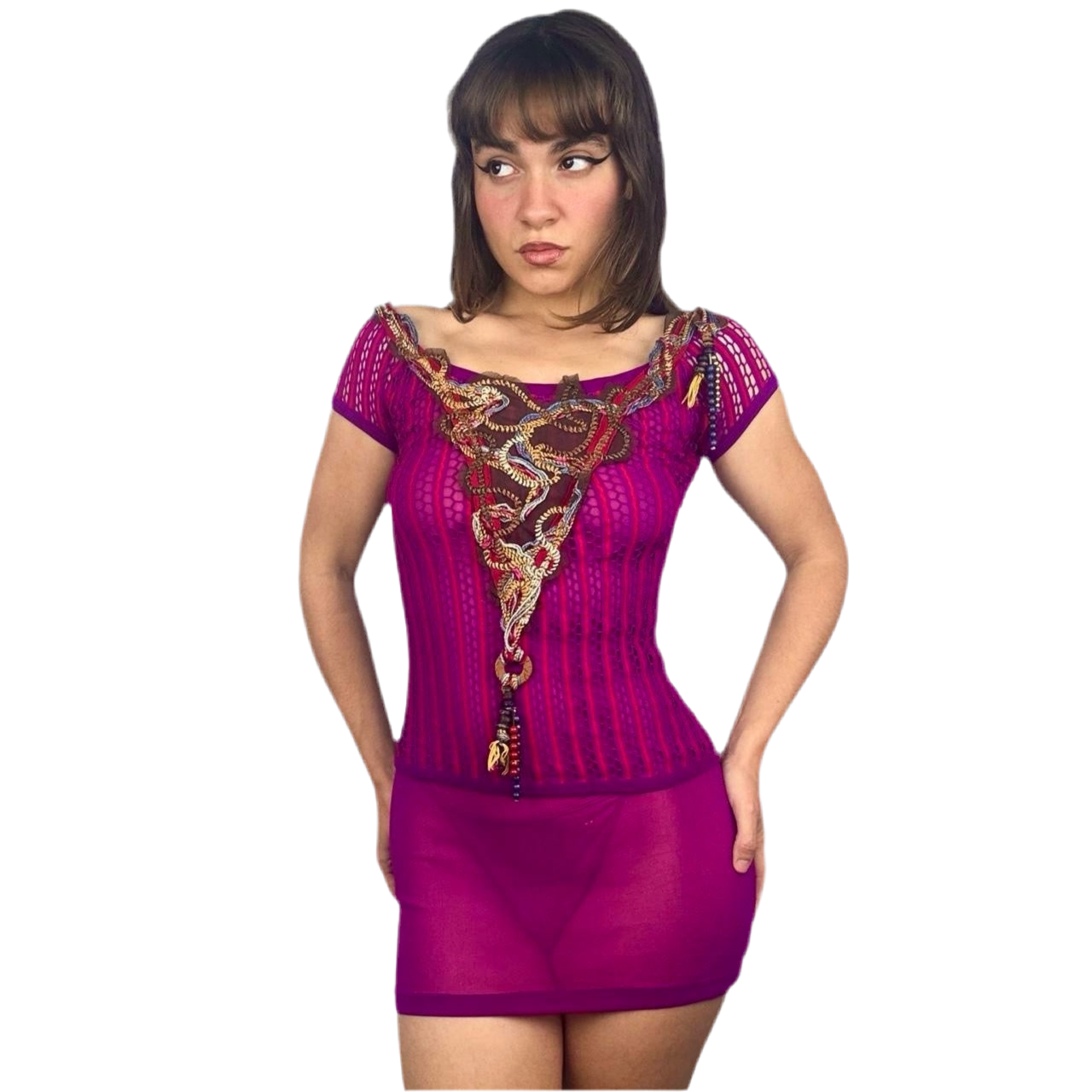 Save The Queen Mesh Mini Dress (S)
