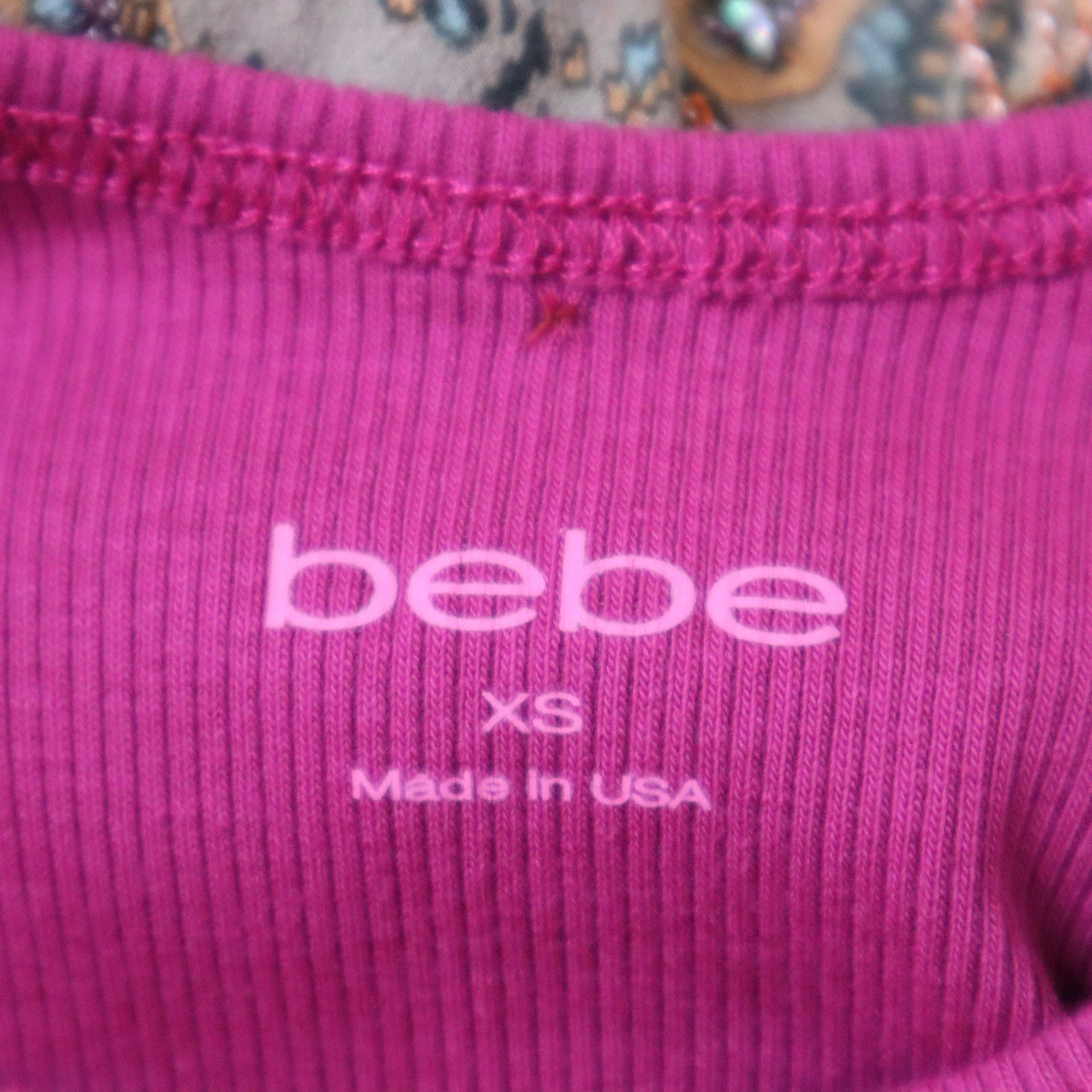 Y2K BEBE Pink Diamanté Cropped Tank Top (XS)