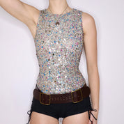 Y2K NICOLE MILLER Mermaid Sequin Top (S/M)