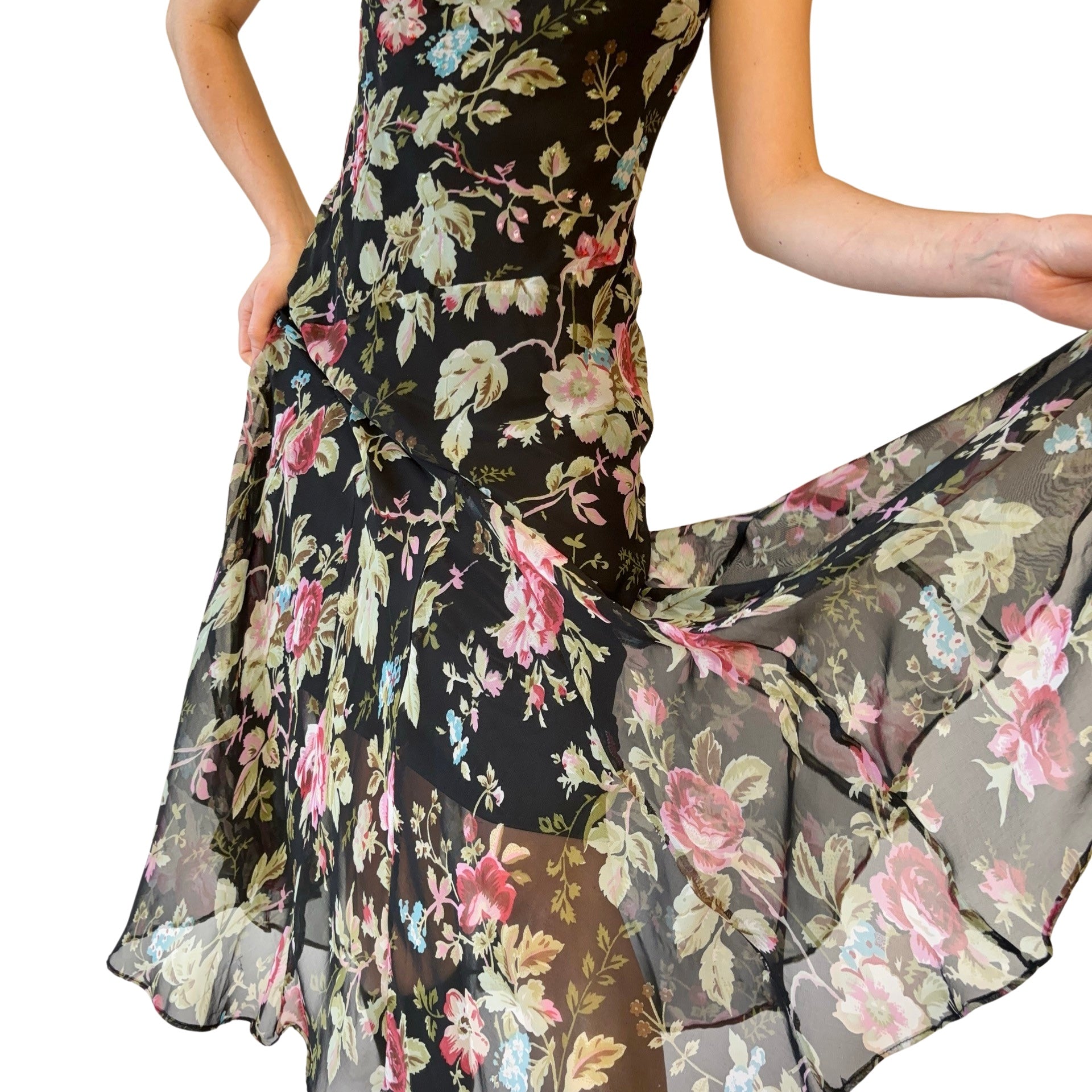 90s Floral Maxi Dress (S)