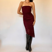 Y2K Burgundy Lacy Dress (M)