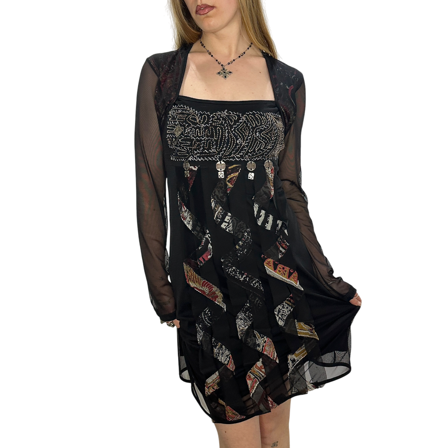 Vintage Save the Queen Graphic Print Dress (M)