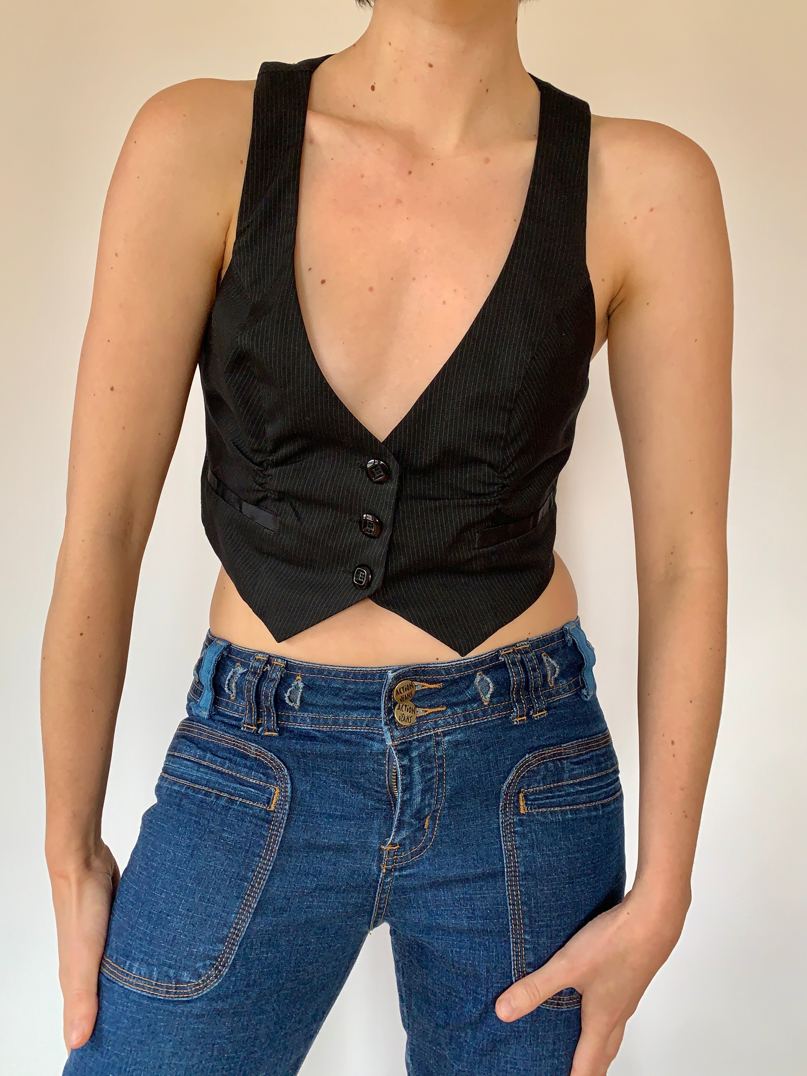 Y2K Pinstripe Vest - Medium
