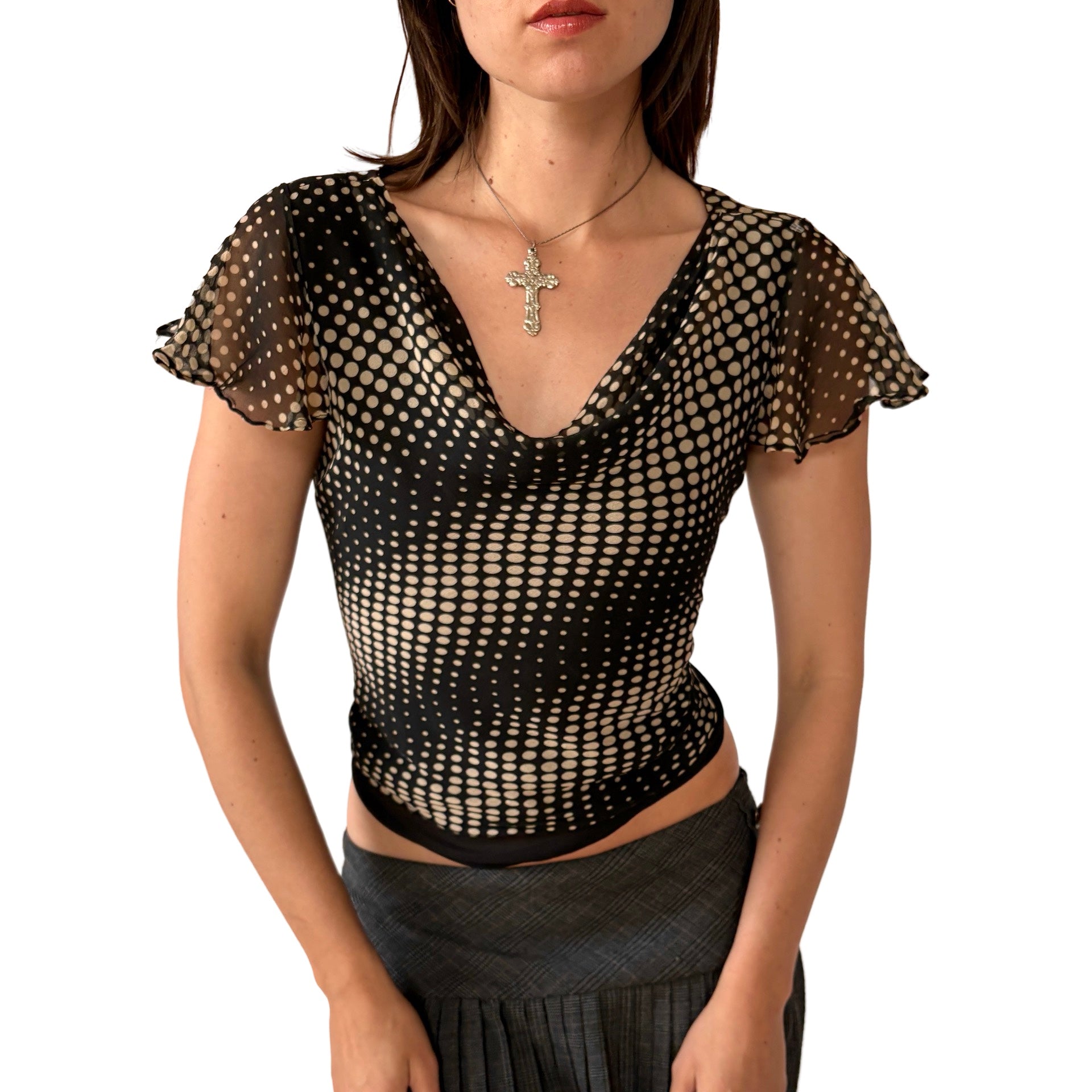 Pure Silk Polka Dot Blouse (M)