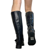 Deadstock Black Leather Buckle Calf Boots (UK 4.5 EU 37.5 US 6.5)
