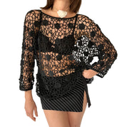 Vintage Noir Crochet Top (L)