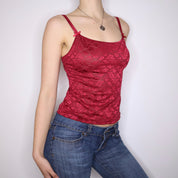 Y2K Red Floral Mesh Cami (M)