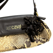 Vintage Just Cavalli Leather Snakeskin Rosette Mini Shoulder Bag