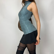 Vintage Muted Blue Scrunch Tank Top (O/S)