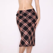 90s Italian Plaid Wool Midi Skirt (S)