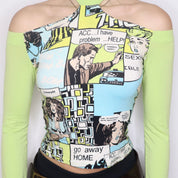 Y2K Italian Comic Strip Graphic Top (S)