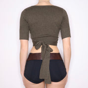 Y2K Dark Green Knit Top (XS)