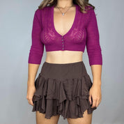 Express Pointelle Knit Cropped Cardigan (S)