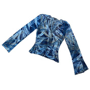 Vintage Abstract Mesh Bell Sleeve Top (M)