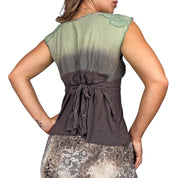 Vintage Floral Embroidered Ombré Top (S)