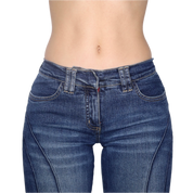 Y2K Seamed Low Rise Flare Jeans (S)