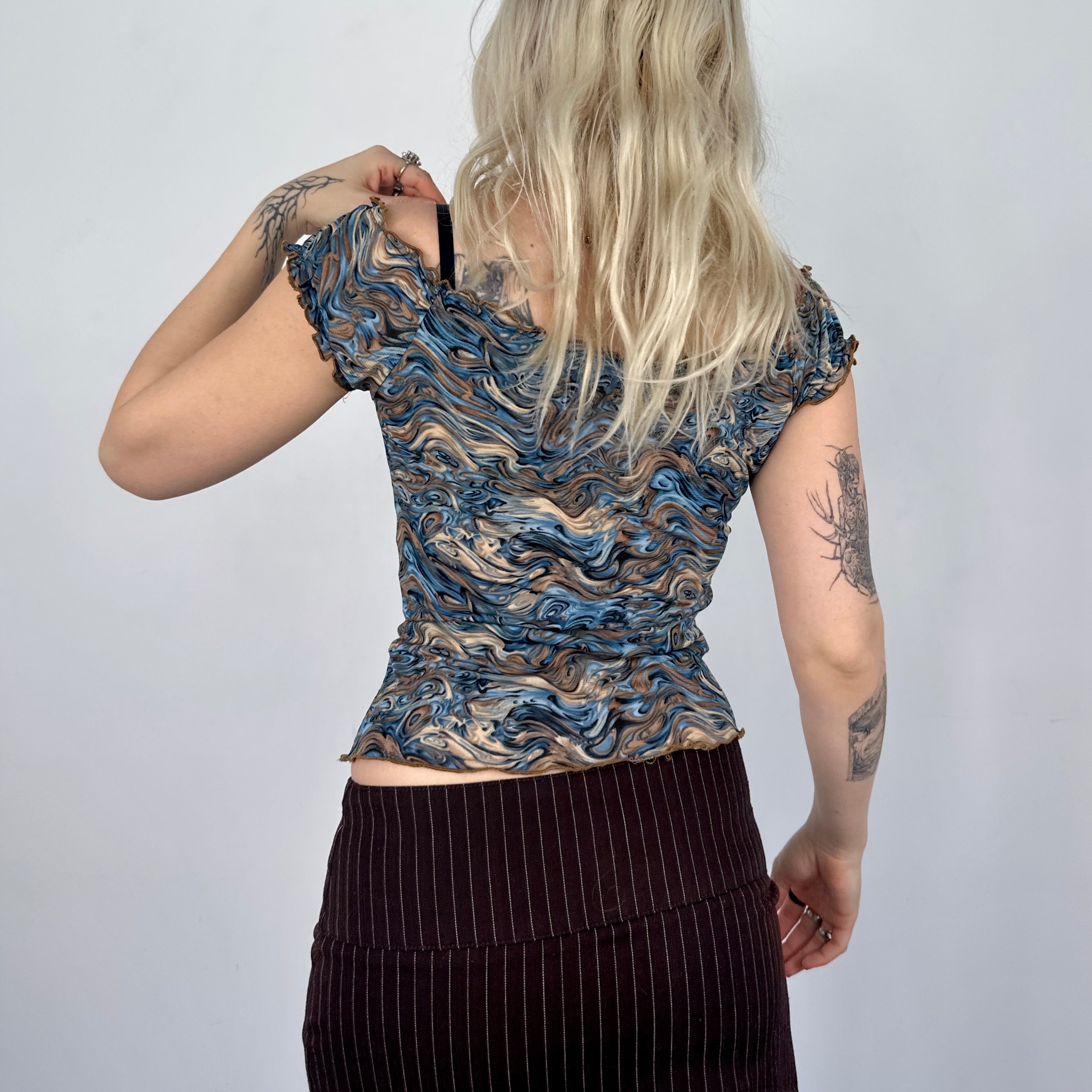 Y2K Psychedelic Swirl Blouse (S)