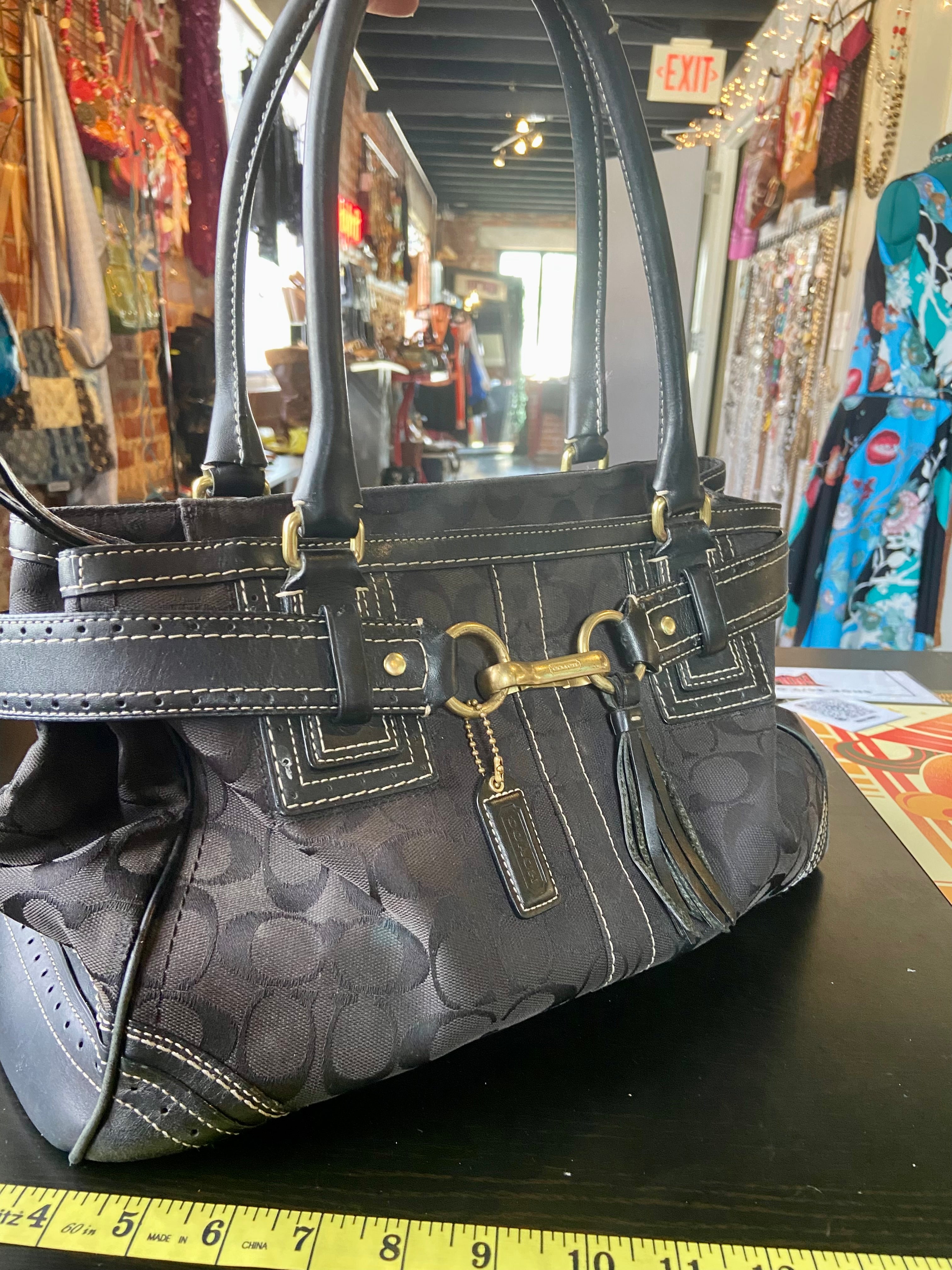 Coach Black Signature Canvas and Leather Hampton Tote bag