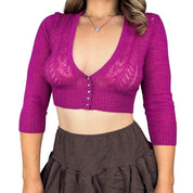 Express Pointelle Knit Cropped Cardigan (S)