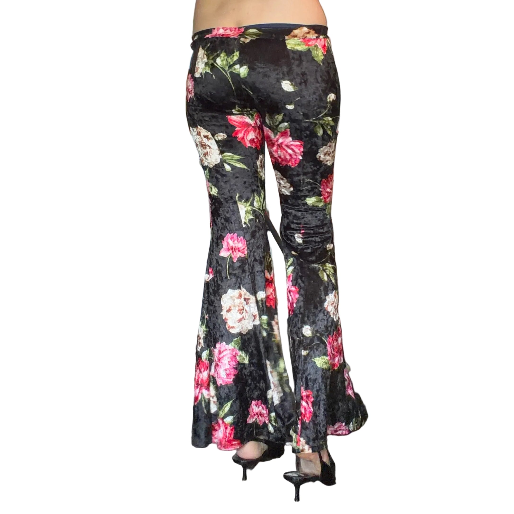 Reworked Ultra Low Rise Lace Up Flare Pants (S)