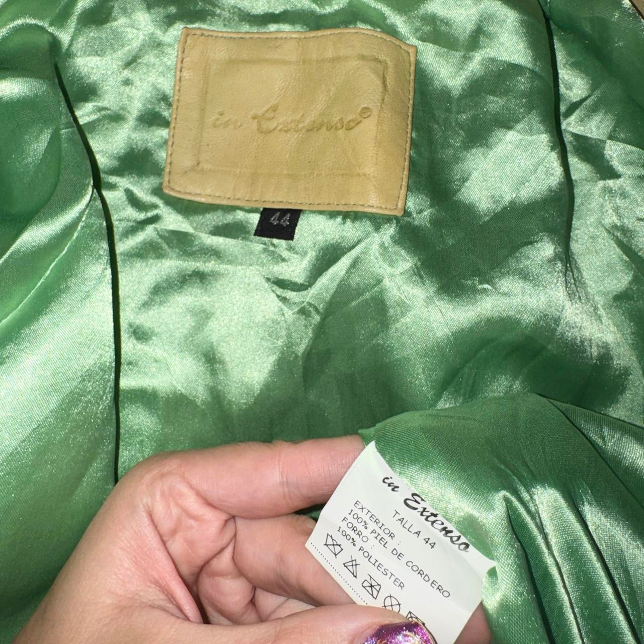 Vintage Lime Lambskin Leather Jacket (L)