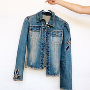 Vintage Crochet Denim Jacket (S/M)