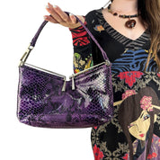 90s Italian Leather Purple Python Bag