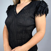 Embellished Ruffle Sleeve Top (L)