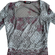 Y2K square neck mesh top (S)