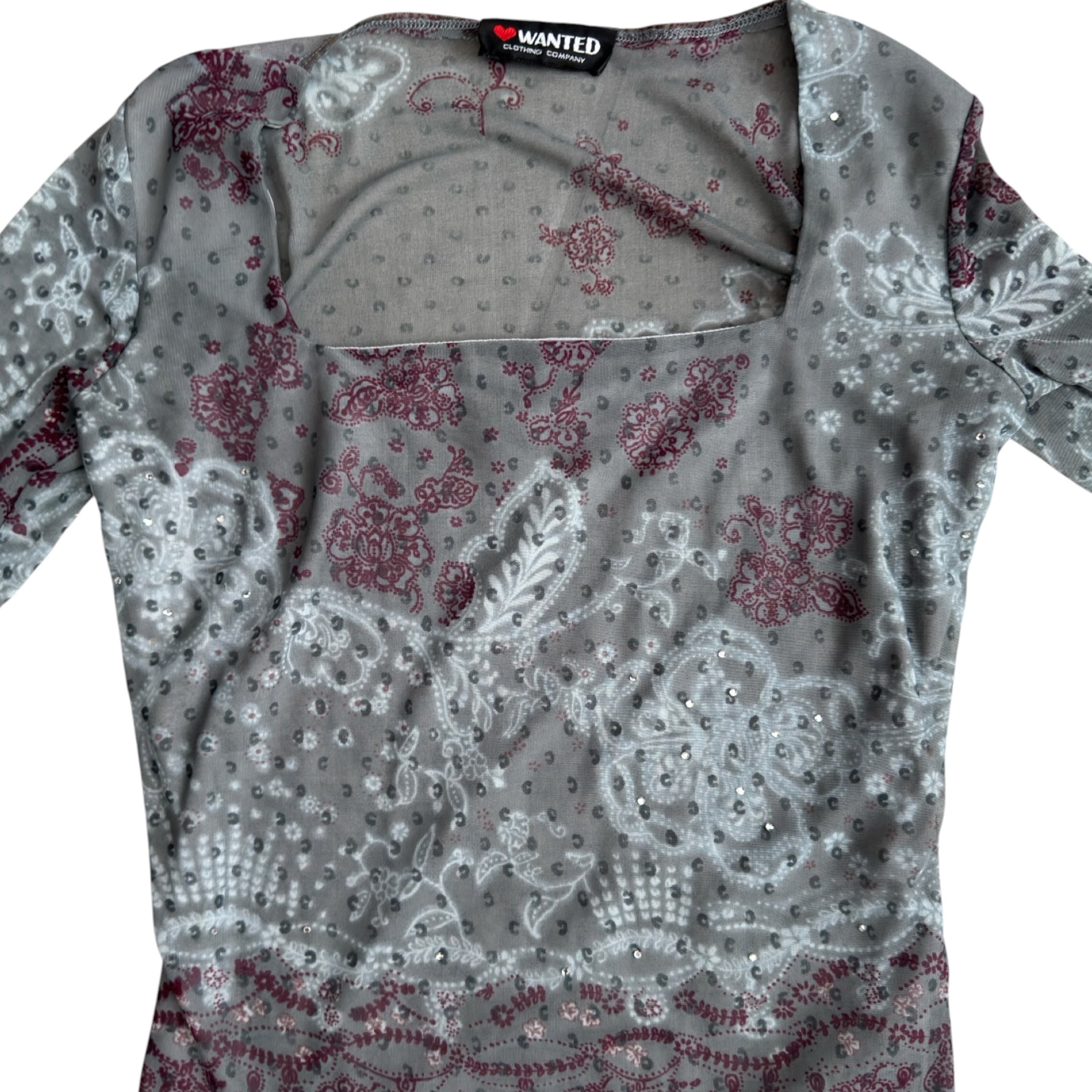 Y2K square neck mesh top (S)
