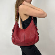 Vintage Red Leather Shoulder Bag