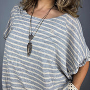 Burberry Blue Label Grey & Cream Dolman Sleeve Top (one size)