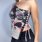 Reversible Lace Up One Shoulder Top (S/M)