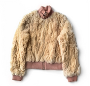 Pink & Tan Genuine Fur Jacket (XS/S)