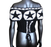 Lace-Up Star Crochet Top (S/M)