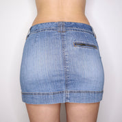 Y2K Denim Zipper Slit Mini Skirt (S)