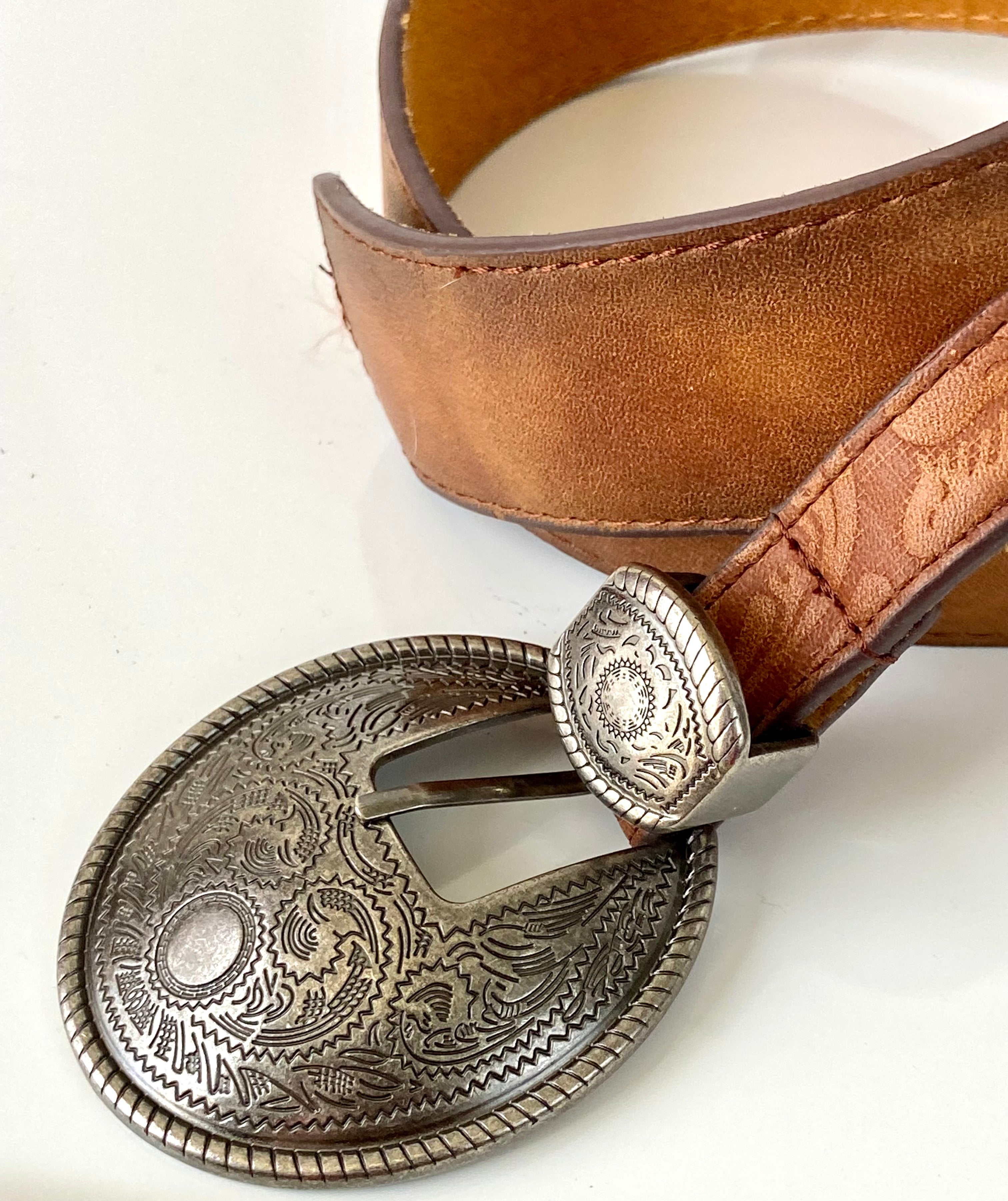 Brown leather belt