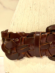 Leather brown waist belt