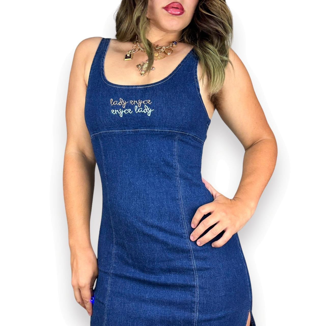 Y2K Sexy Denim Maxi Dress (S)