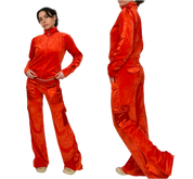 Y2K Orange Velour and Satin Track Suit (S/M)